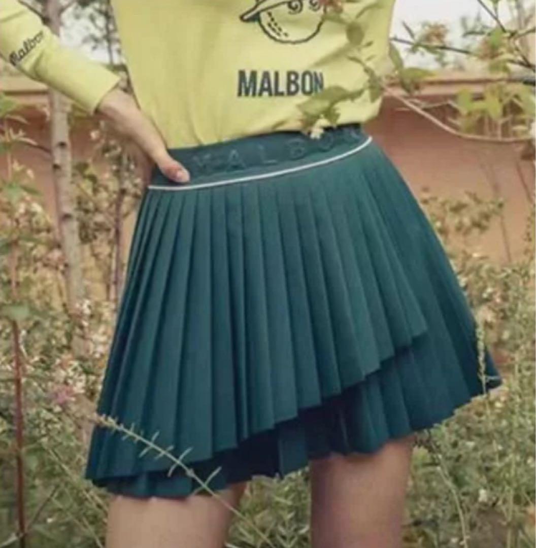 ゴルフウェア マルボンゴルフ アシンメトリー プリーツスカート 64 グリーン