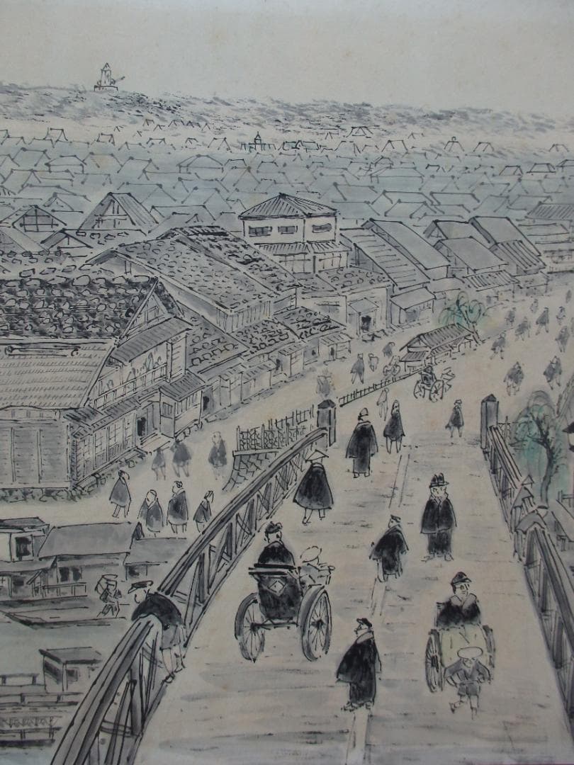 逸品 高橋五仙子『萬代橋』思い出の新潟百景　貴重　紙本　 直筆本物保証 扁額