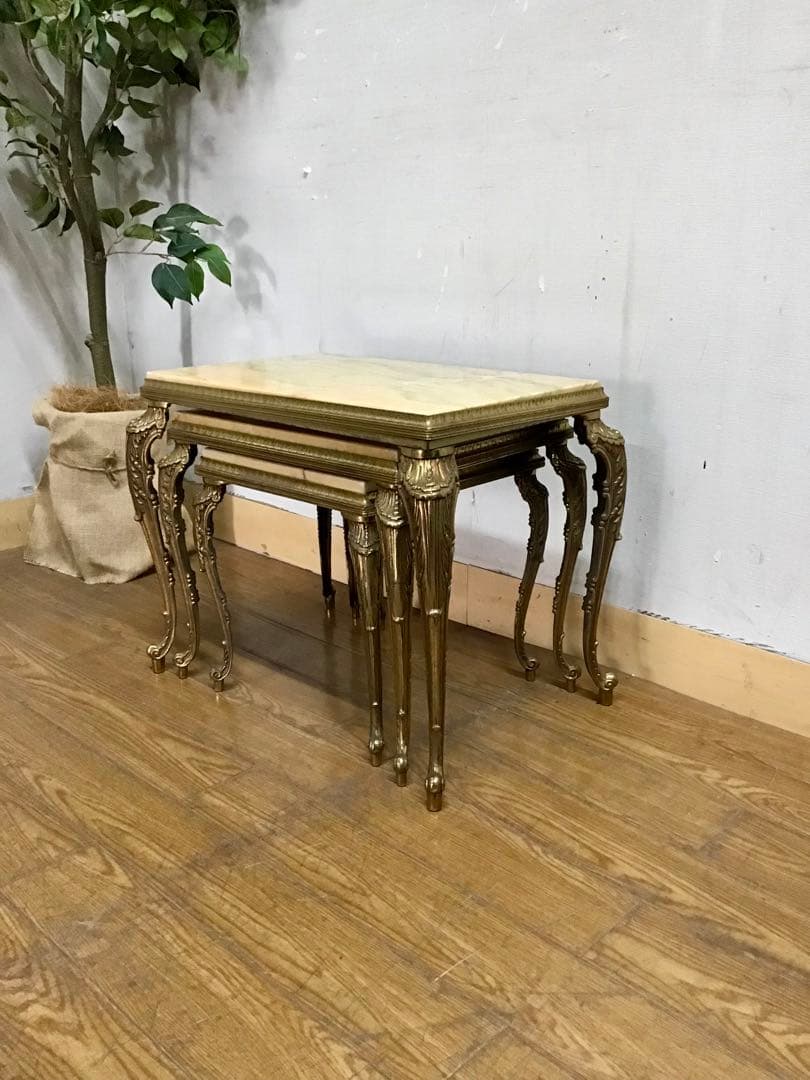 hata☆管367☆ロイズアンティークス☆マーブルトップ☆ネストテーブル