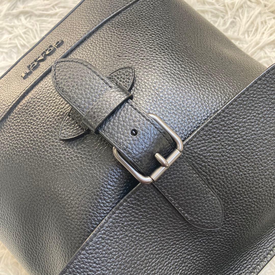 未使用級 COACH 黒 ブラック ハドソン メッセンジャー 革 レザー