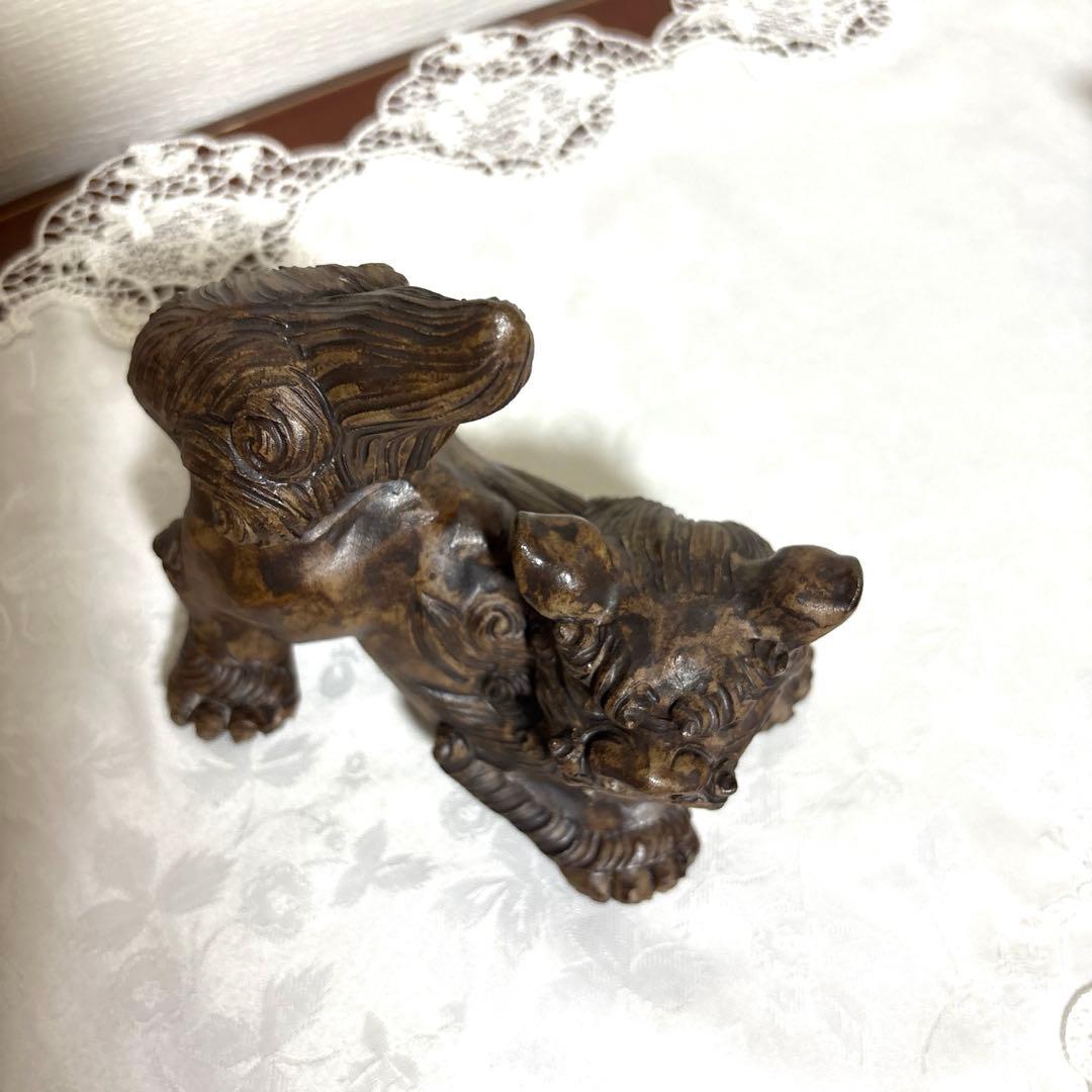 シーサー像 陶器製　在銘