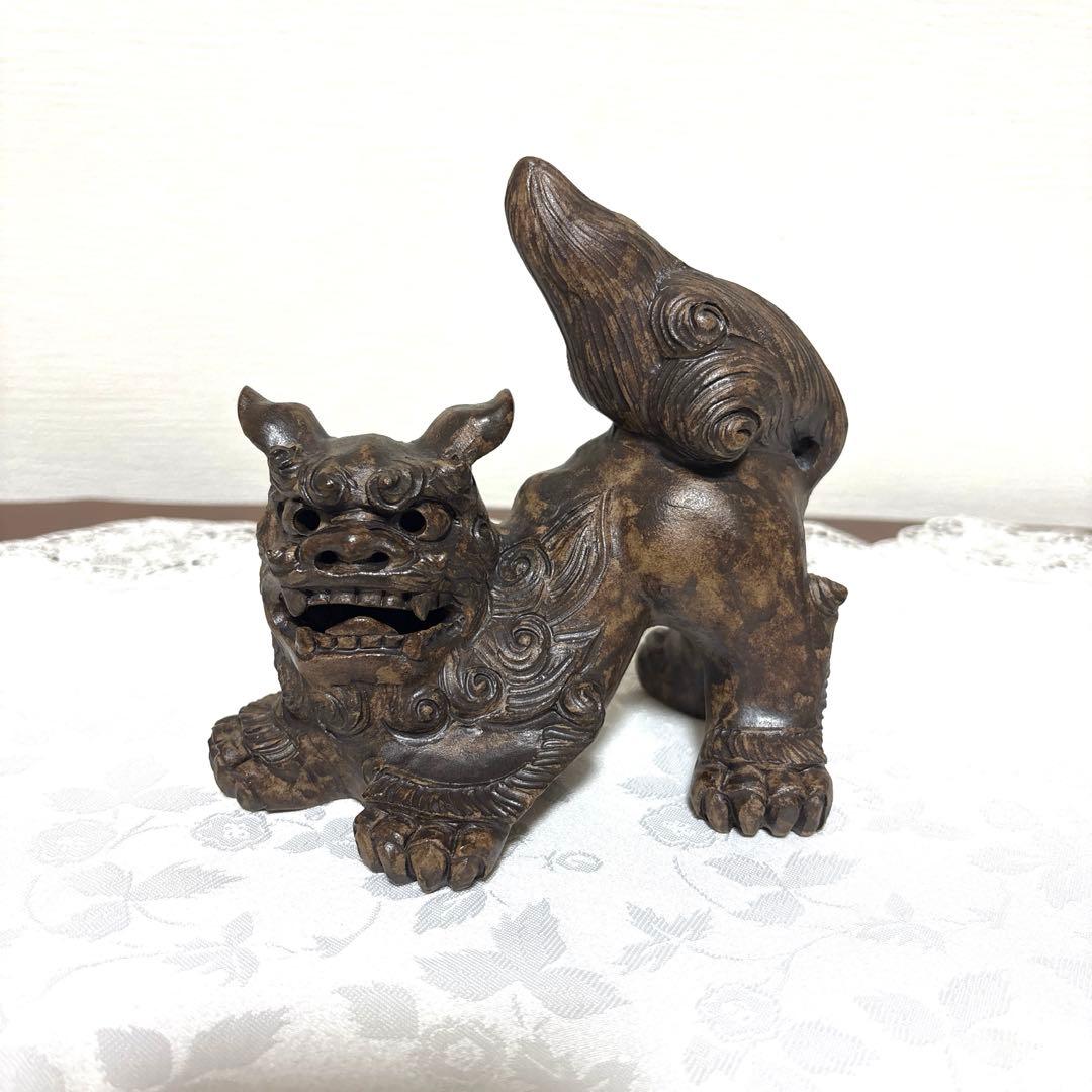 シーサー像 陶器製　在銘