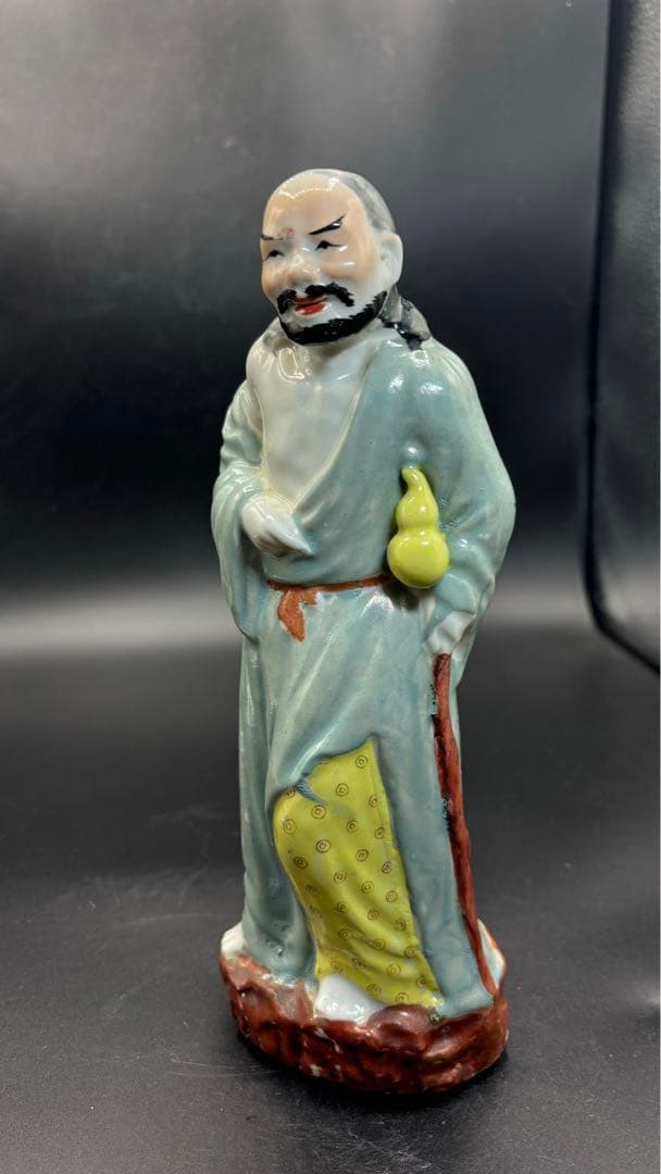 中国美術 古玩 色絵陶人形 陶器人形 高さ約24cm 置物 オブジェ 古董品