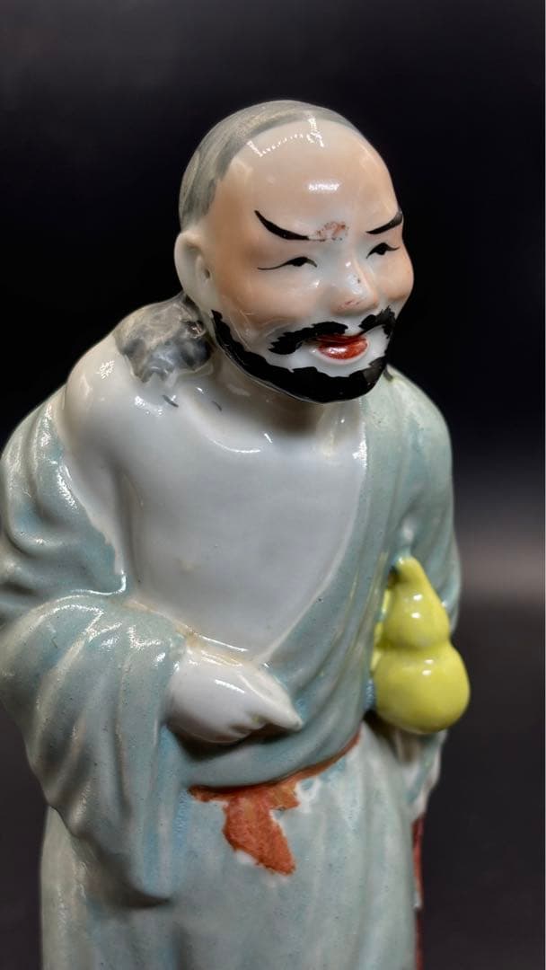 中国美術 古玩 色絵陶人形 陶器人形 高さ約24cm 置物 オブジェ 古董品