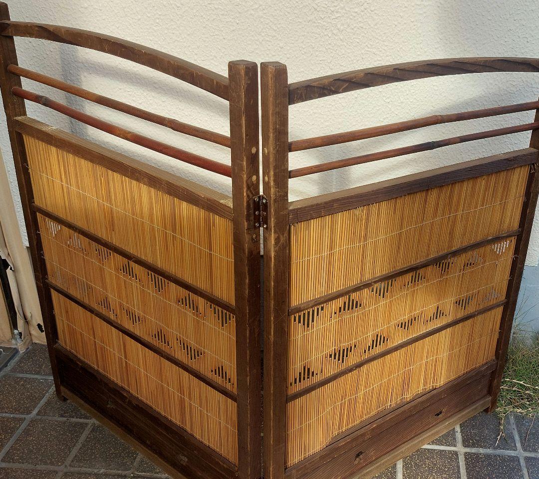 ★骨董品　木製 透かし 折りたたみ式 屏風 1 古民具