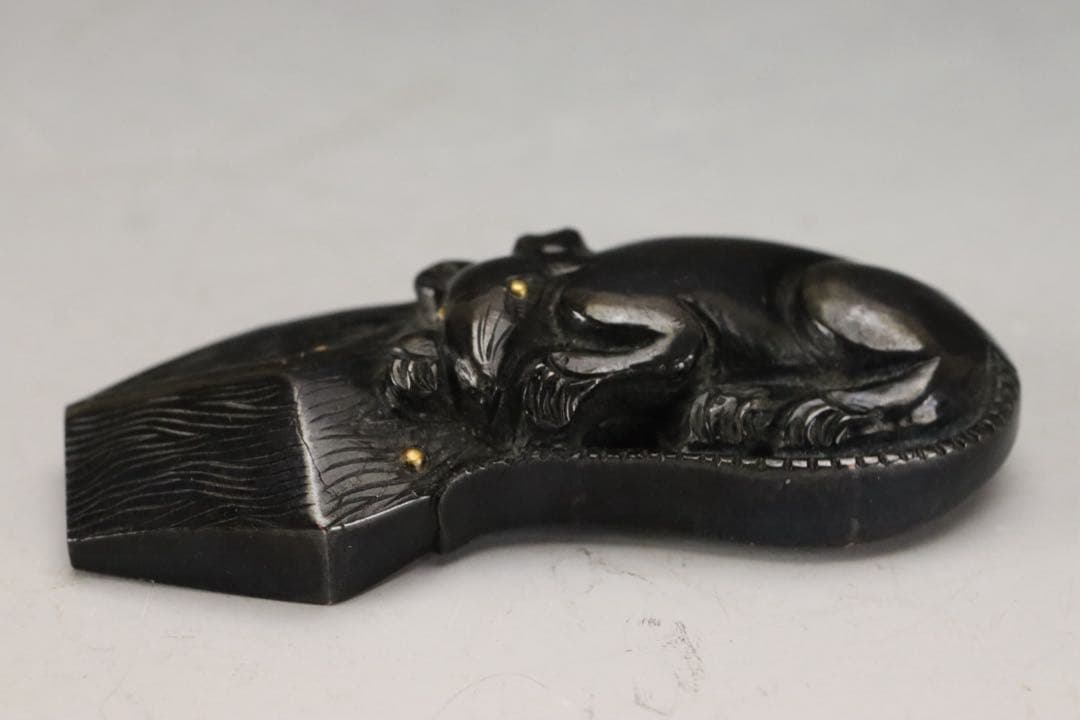 時代刀装具 無銘 京金工 桝に鼠図目貫 赤銅地 容彫 金色絵 保存刀装具鑑定書