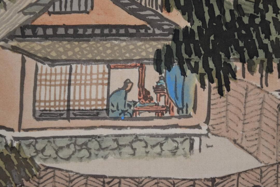 【真作】山田敬中/春景山水訪中図/春景訪友図/掛軸☆宝船☆AB-385