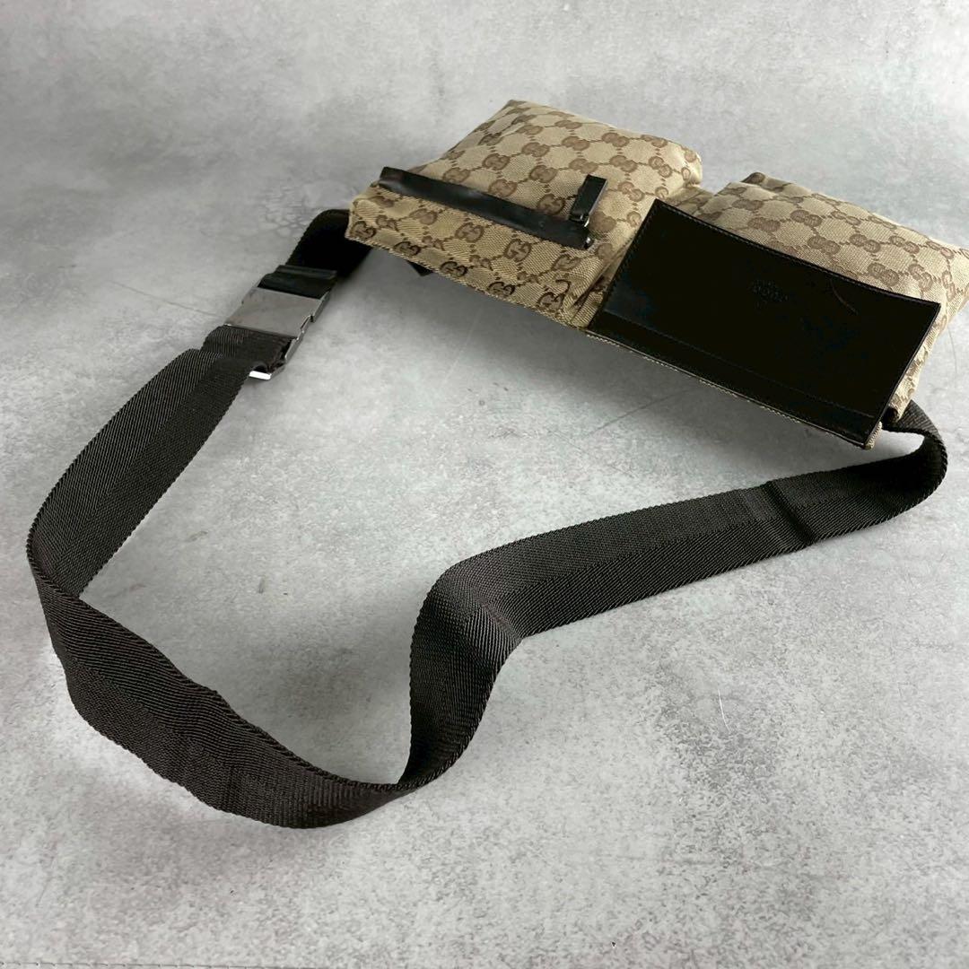 美品 GUCCI ボディバッグ GGキャンバス レザー ブラウン系 レディース