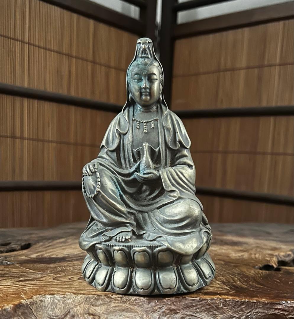 中国仏教美術 古黄銅 観音像 仏像 大明宣徳年製