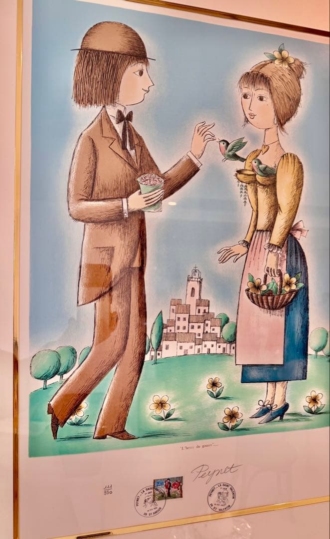 レイモン・ペイネ 版画「おやつの時間」サイン入 額装 フランス作家 #174-1