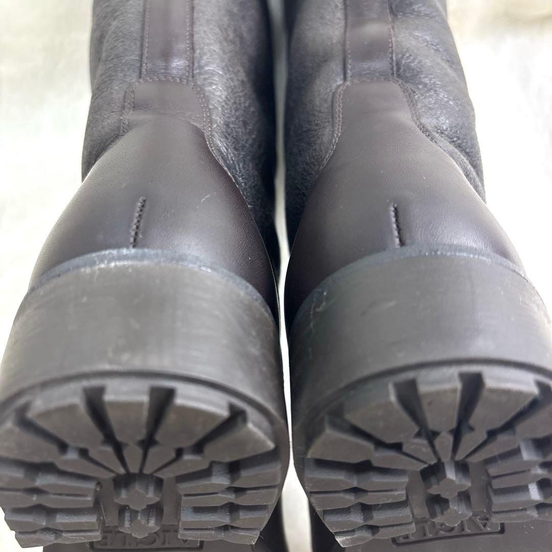 AIGLE エーグル◆ムートン　レザーロングブーツ　茶