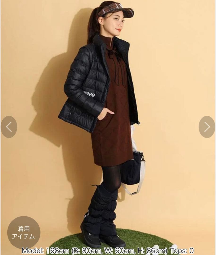 パーリーゲイツ＊ダイヤロゴ柄ハイネックボウタイワンピース＊サイズ0