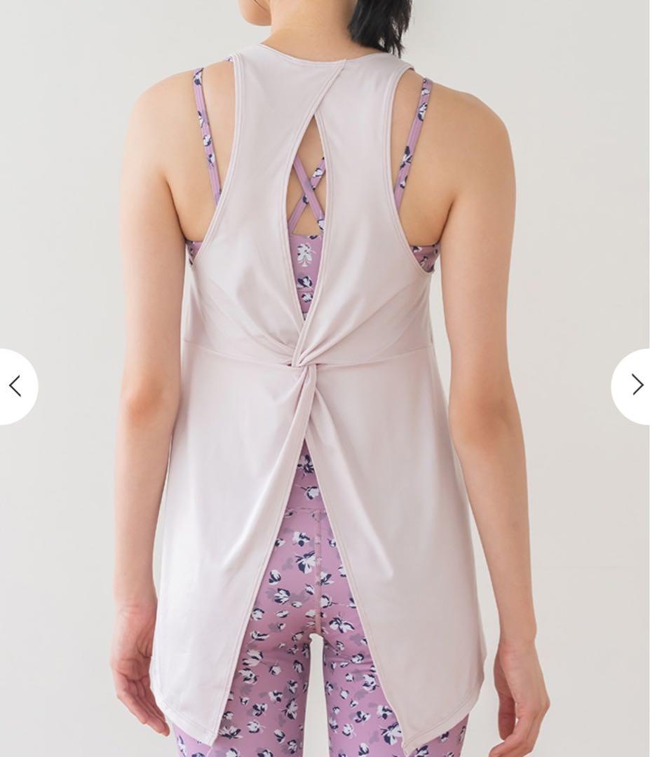 スカーラ フラワープリント　セパレートタンクトップ Mサイズ　ダスティピンク