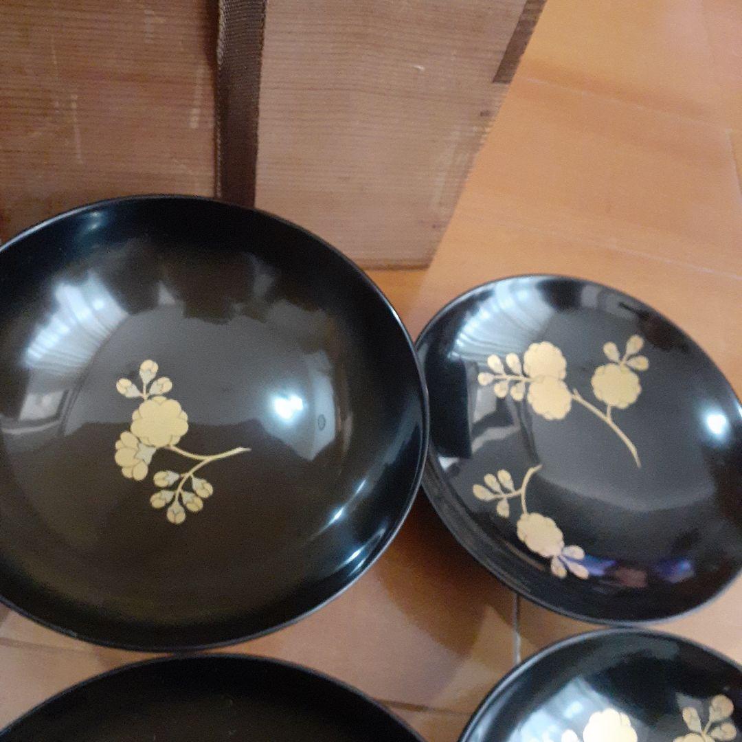 蒔絵付　吸物椀　5個セット　木箱付き