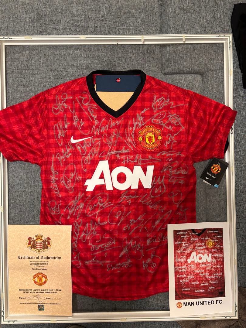 2012-2013マンチェスターユナイテッドマルチ直筆サイン入りユニフォーム