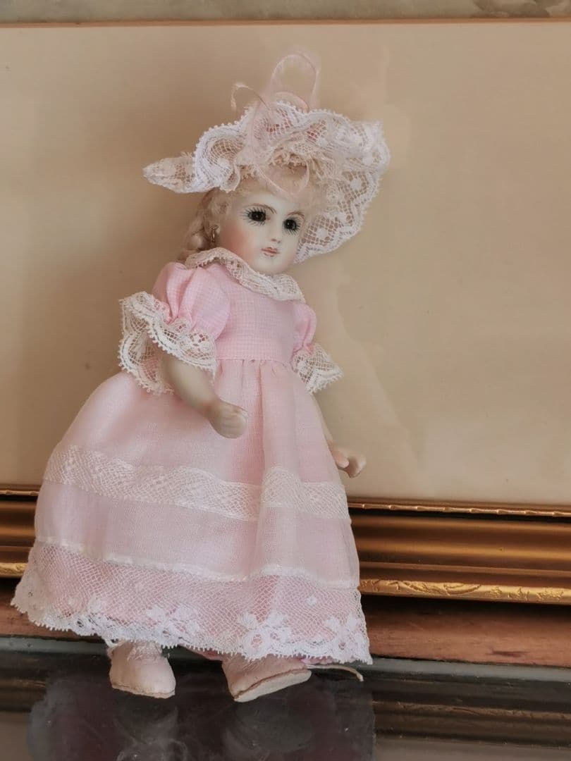 ヴィンテージ 作家物 14.5㎝三つ編のフレンチビスクドール キャシーハンセン作