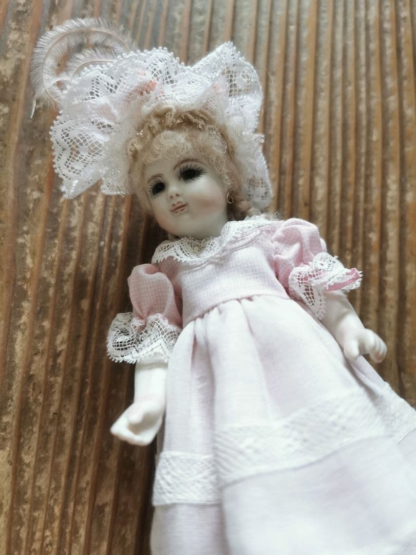 ヴィンテージ 作家物 14.5㎝三つ編のフレンチビスクドール キャシーハンセン作