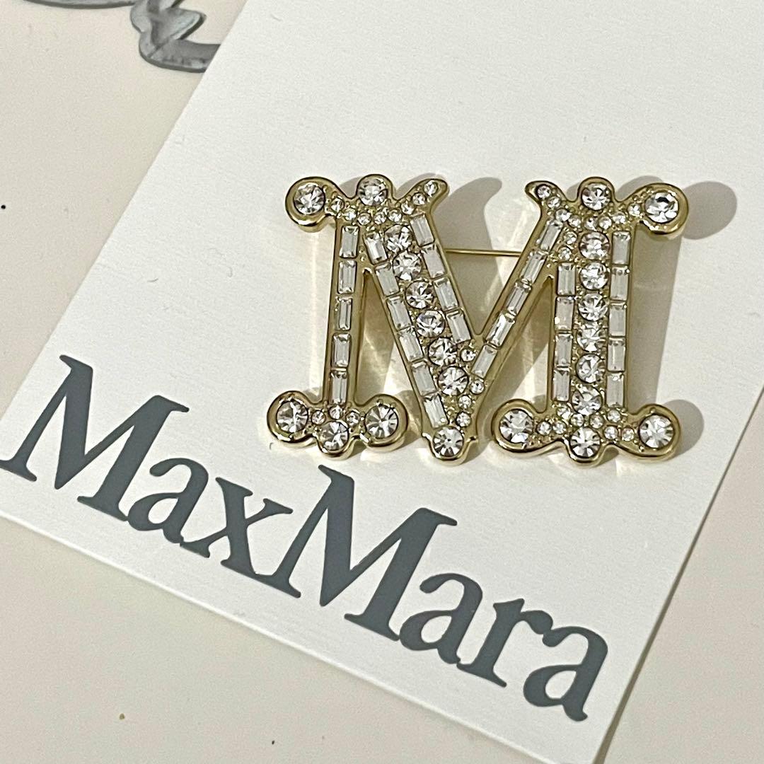 Max mara 定番 クリスタル x ゴールド　ブローチ