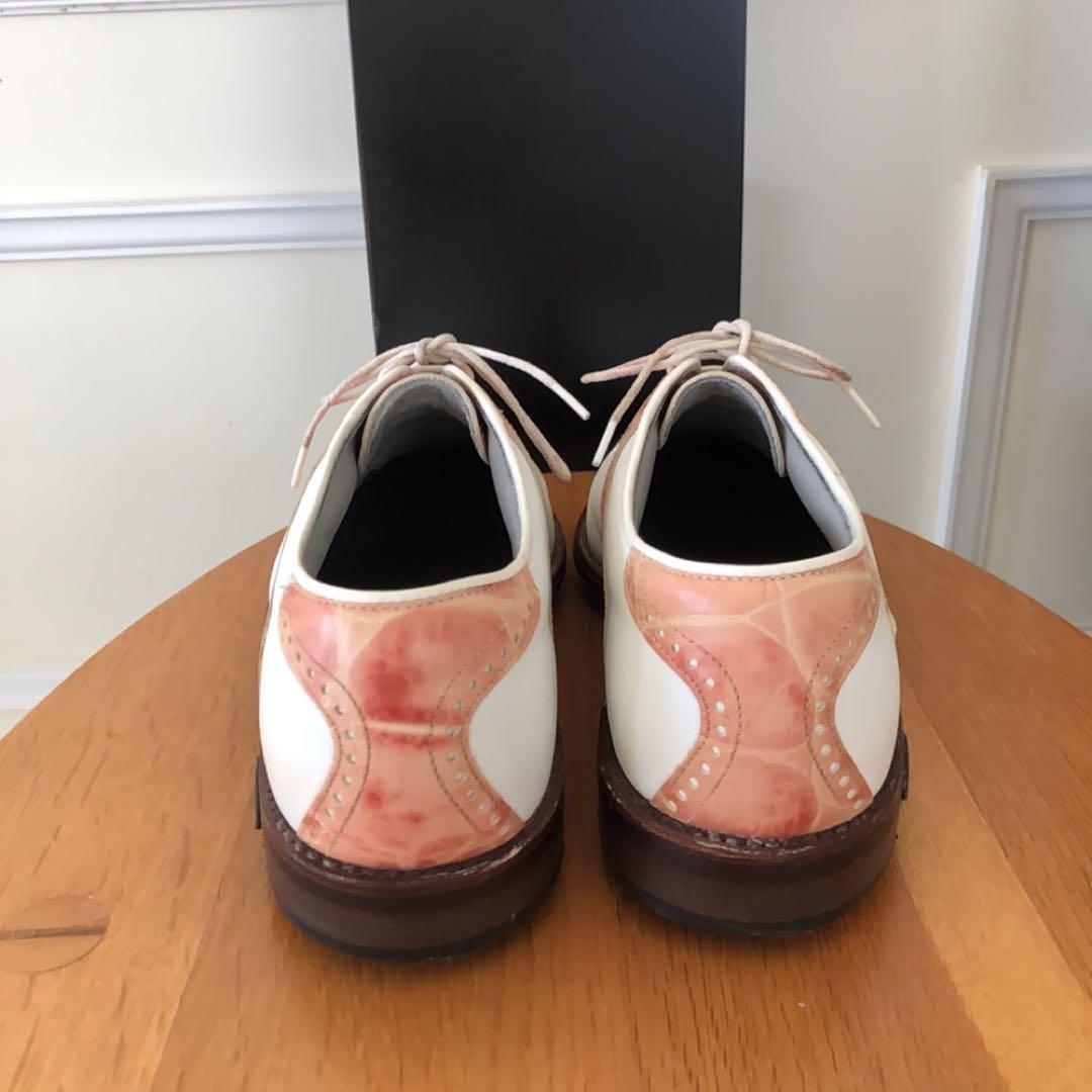 レザーゴルフシューズ ホワイト/ピンク