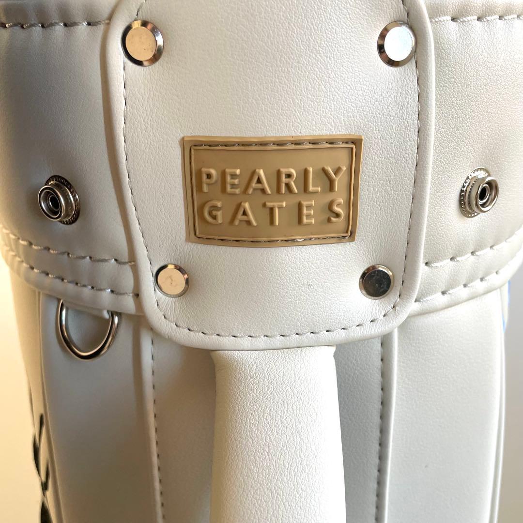 未使用 パーリーゲイツ キャスター付 キャディーバッグ 9型 専用ポーチ 白×青