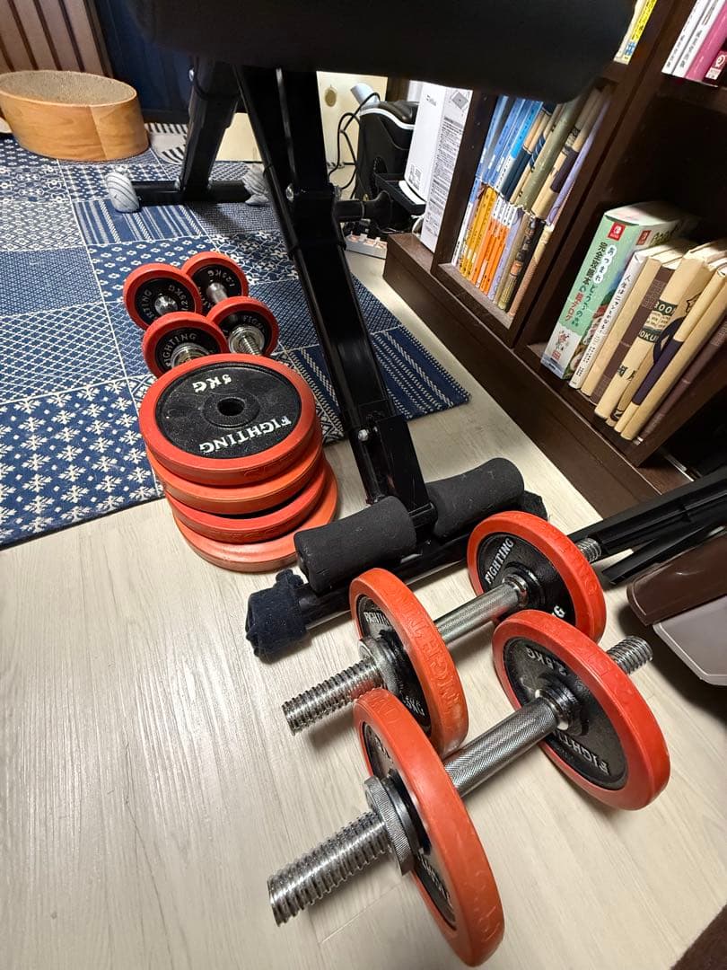 【手渡し限定】FLYBIRD 調整可能ベンチ台／アイロテック・ダンベルセット