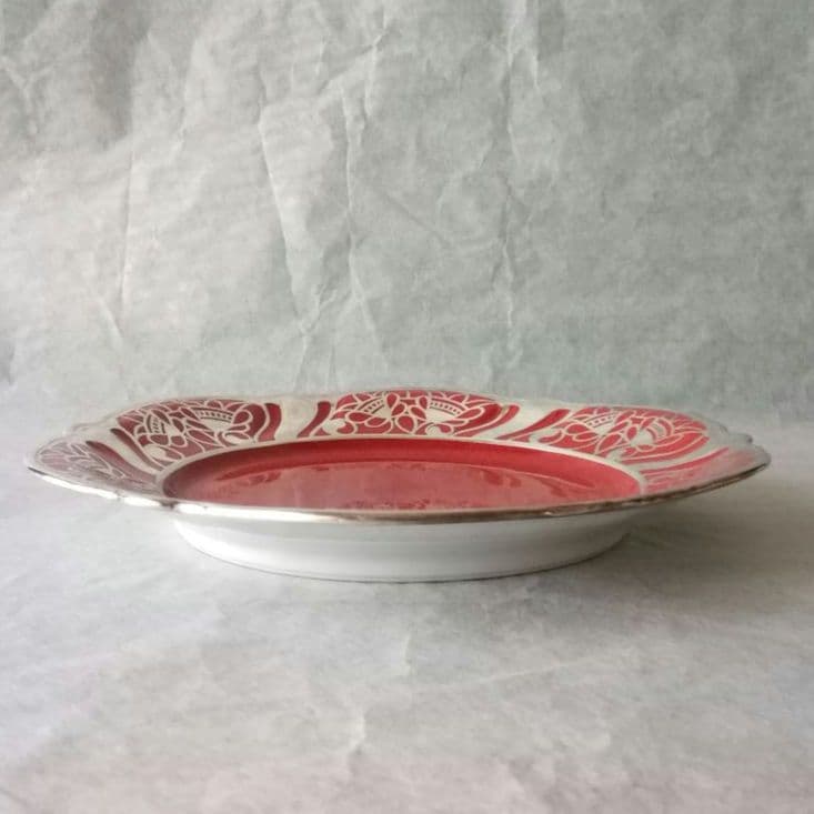 逸品　ローゼンタール　純銀巻朱地装飾図紋　トリオ　ファインシルバー　アンティーク