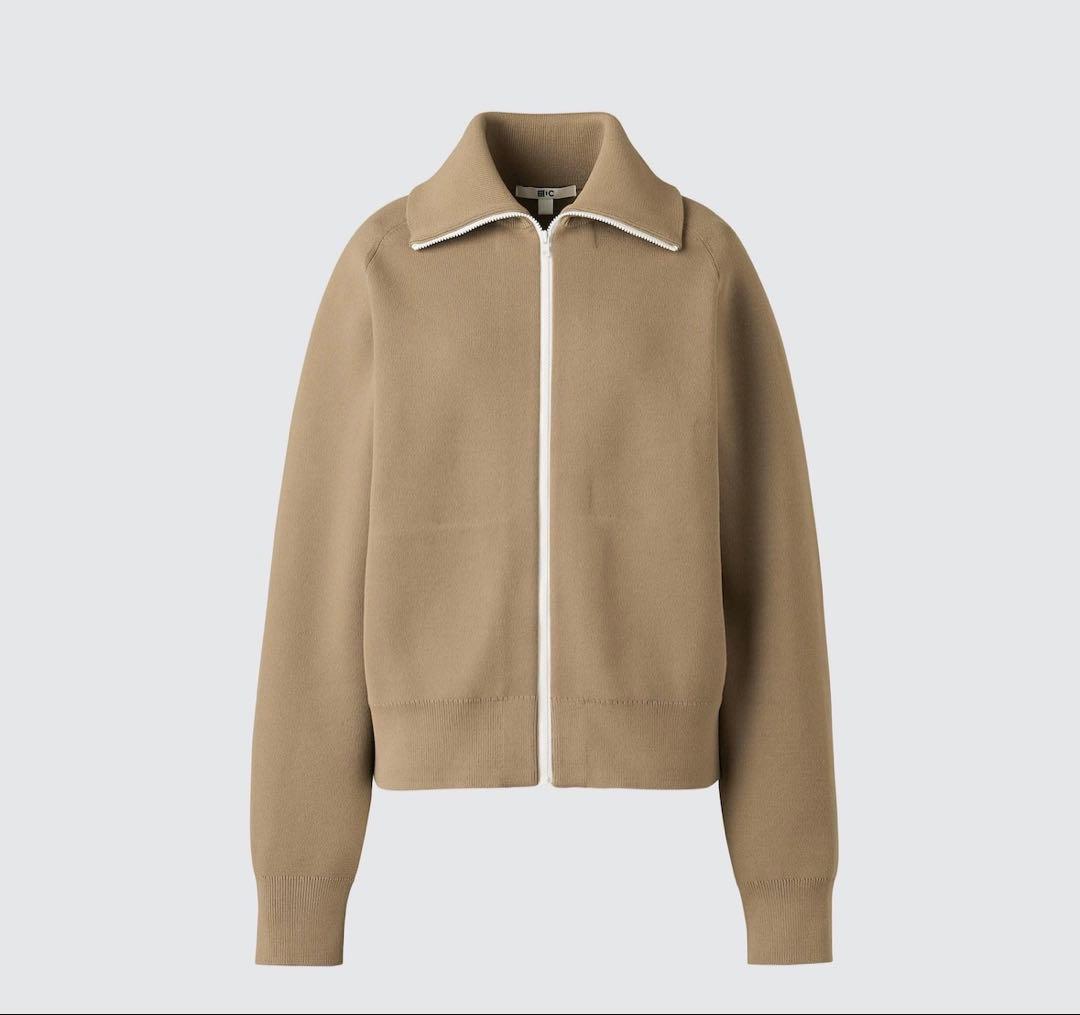 ユニクロC　ミラノリブフルジップカーディガン XXL ベージュ