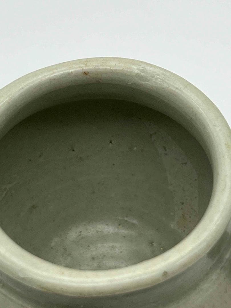 西晋時代 越州窯双糸小壺　茶入　茶道具　唐物　古物　時代物(F-101)