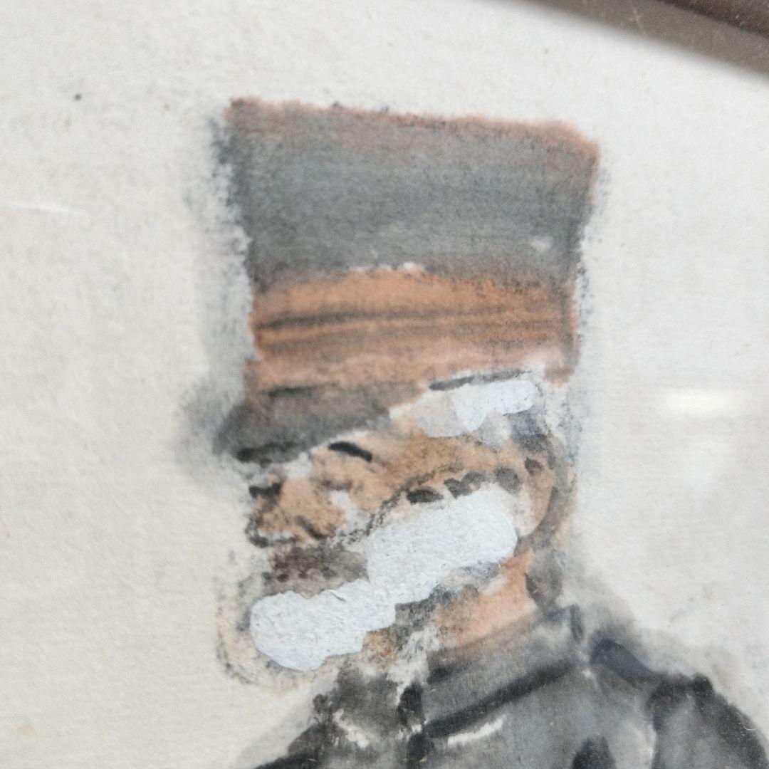 櫻井忠温 乃木将軍 色紙画 日本軍 骨董 軍人作家