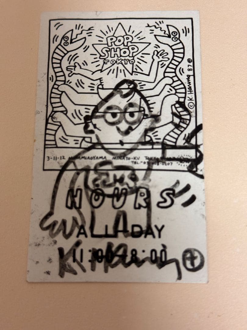 希少キース・カードに墨で ドローイング 2点セット