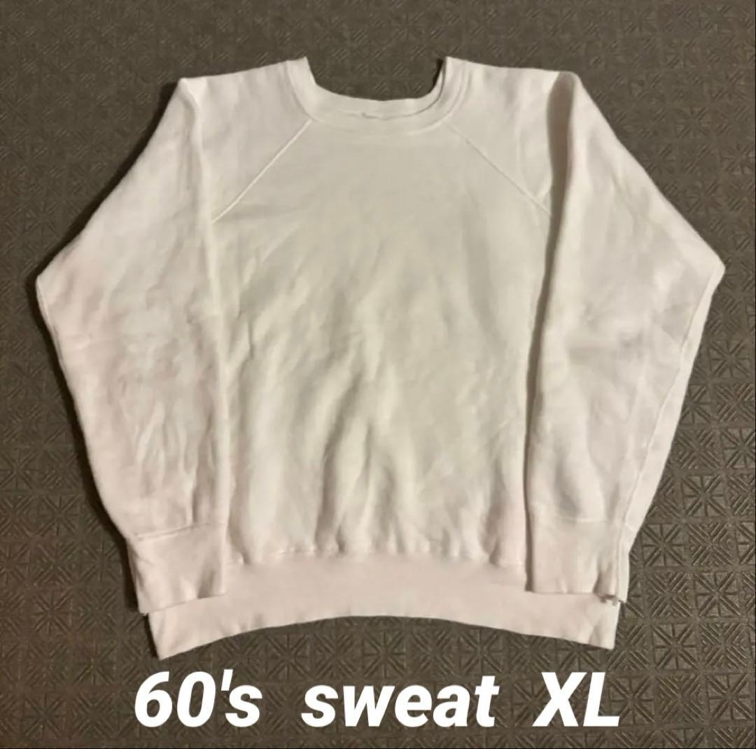 60s スウェット 希少 ホワイト XL ラグラン 100%コットン 美品
