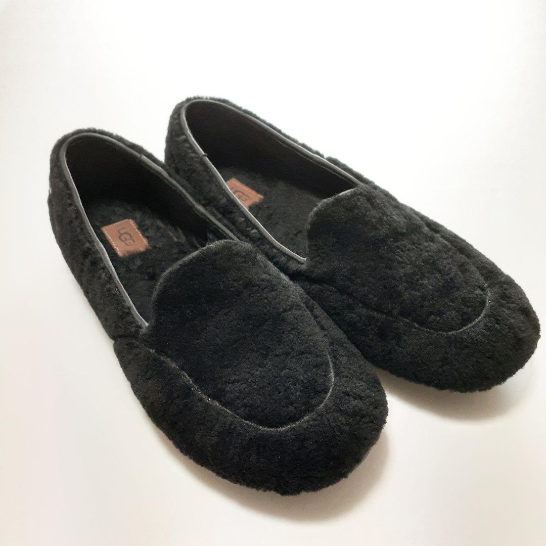 UGG アグ ファーモカシン ファ一シュ一ズ ブラック