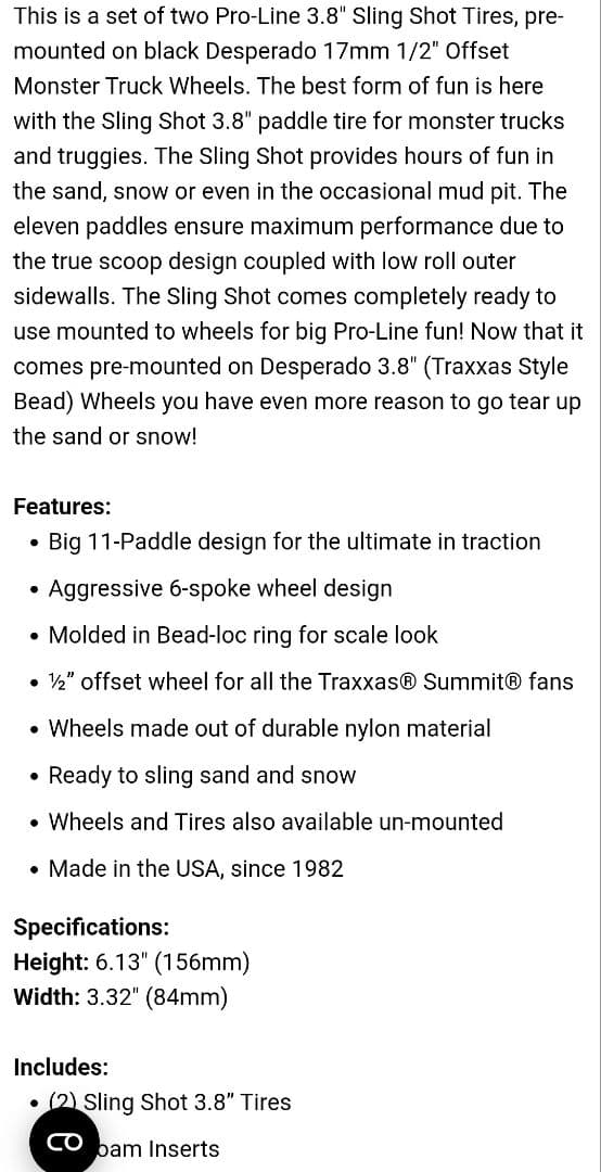 Pro-Line プロライン 3.8インチ　サンド用タイヤ　2 個
