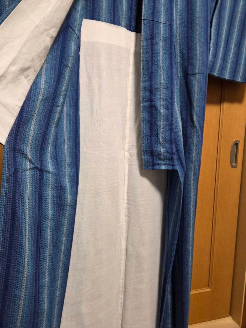 阿波しじら織 鰹縞 正藍染 木綿 着物 浴衣【コメント欄必読お願いします】