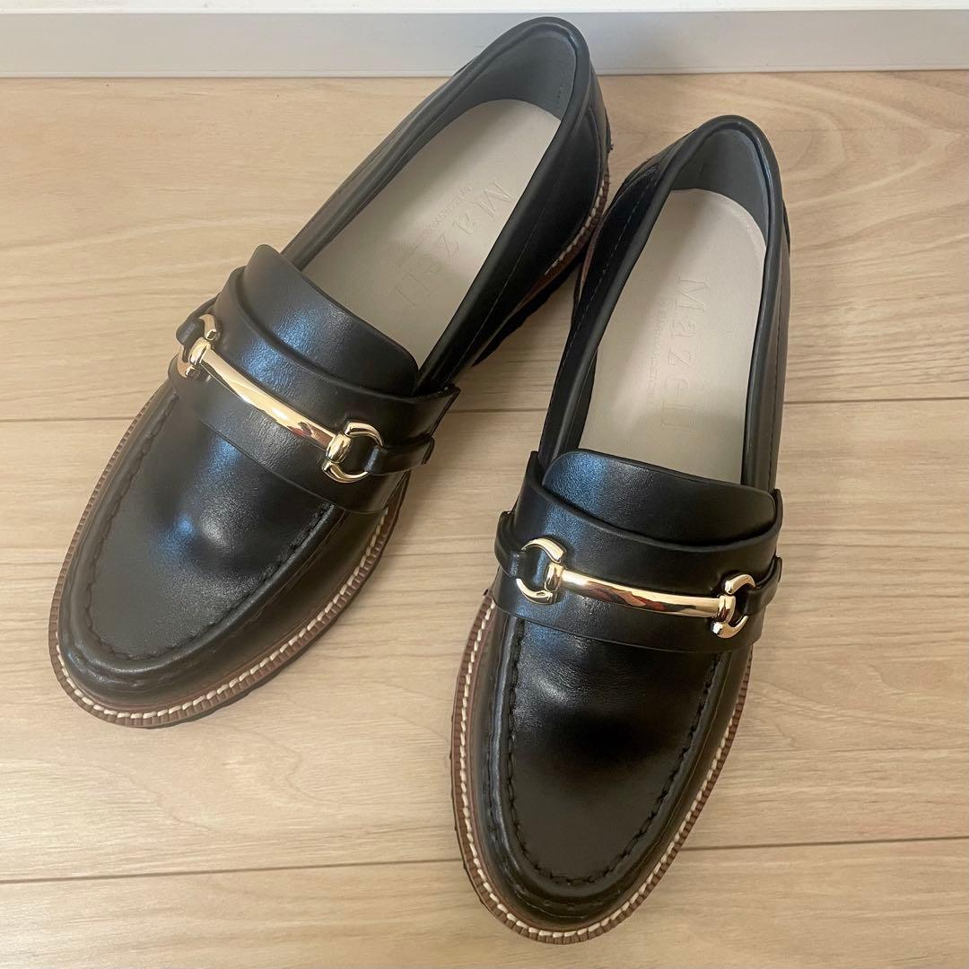 極美品 Mazell 厚底ビットローファー 36 黒 バンヤードストーム 軽量