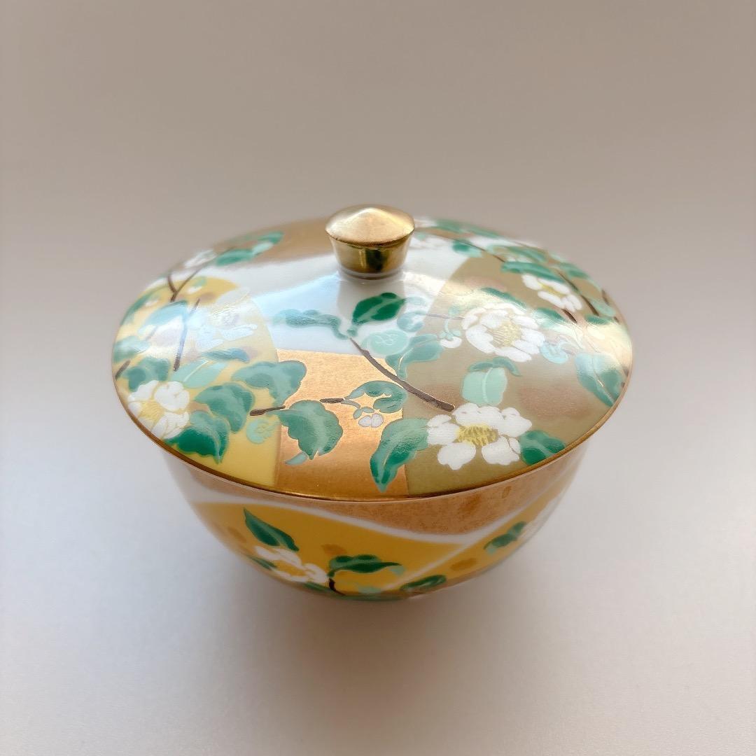 希少　高級煎茶茶碗コレクション　桜庭春来　建仁寺　ちゃ　蓋付 湯呑　歳時記　椿