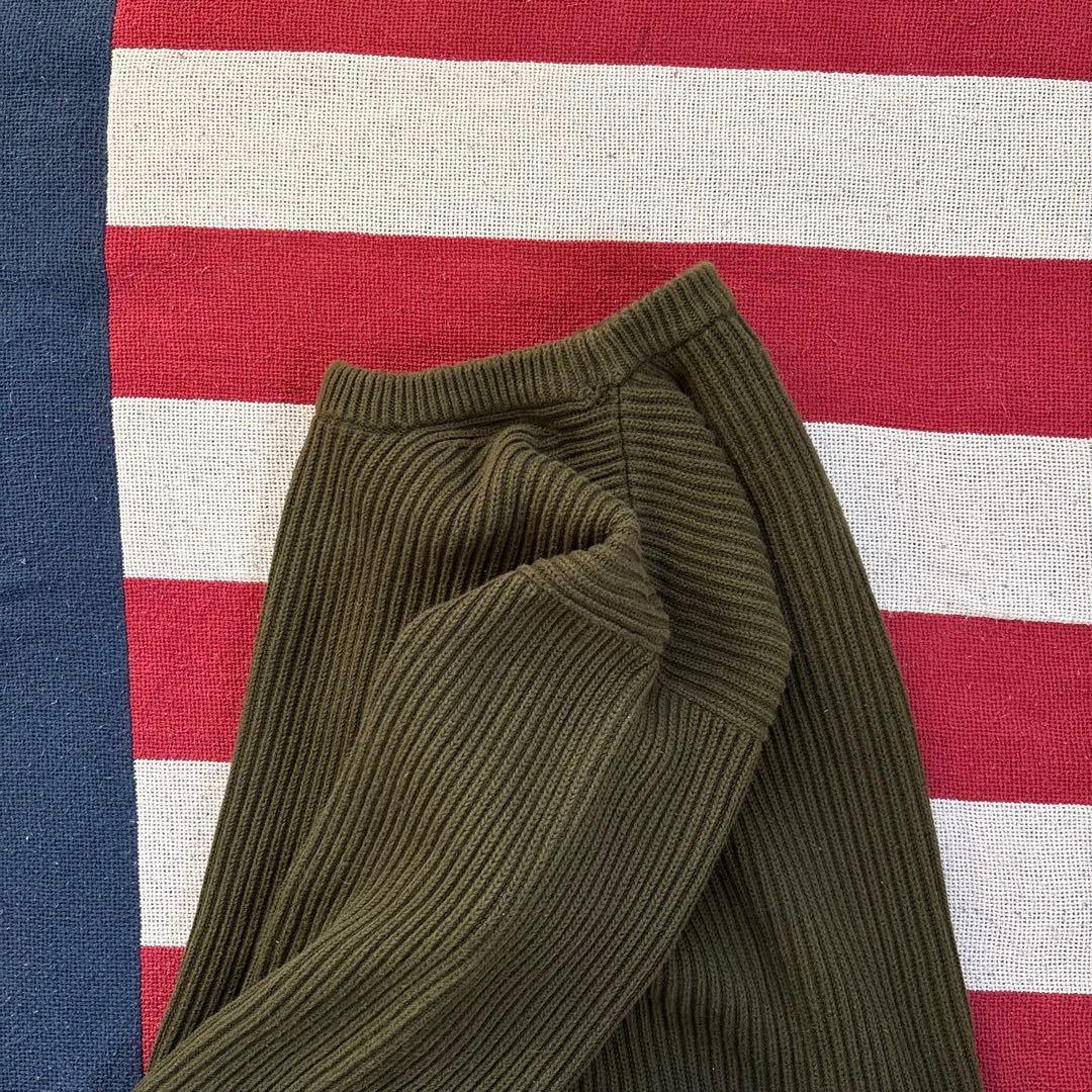 L.L.Bean コットンニット 畦編み リプ編みセーター オリーブ L-XL