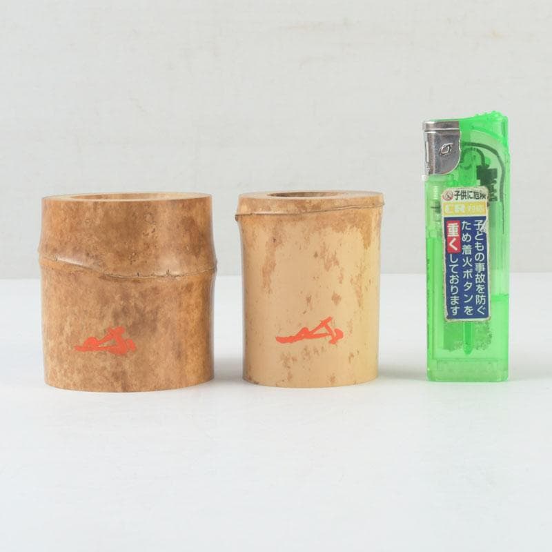 茶道具　大徳寺　柴野　長谷川寛州作　竹蓋置　一双　共箱　V　9796