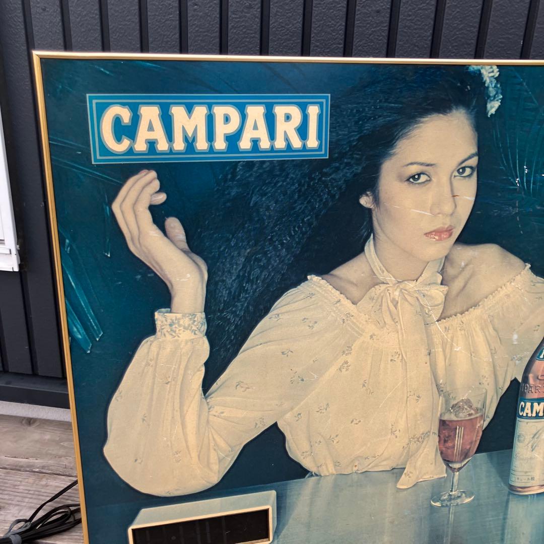 昭和レトロ カンパリ パネル時計 女性柄立て看板 サインボード 店舗什器 古道具