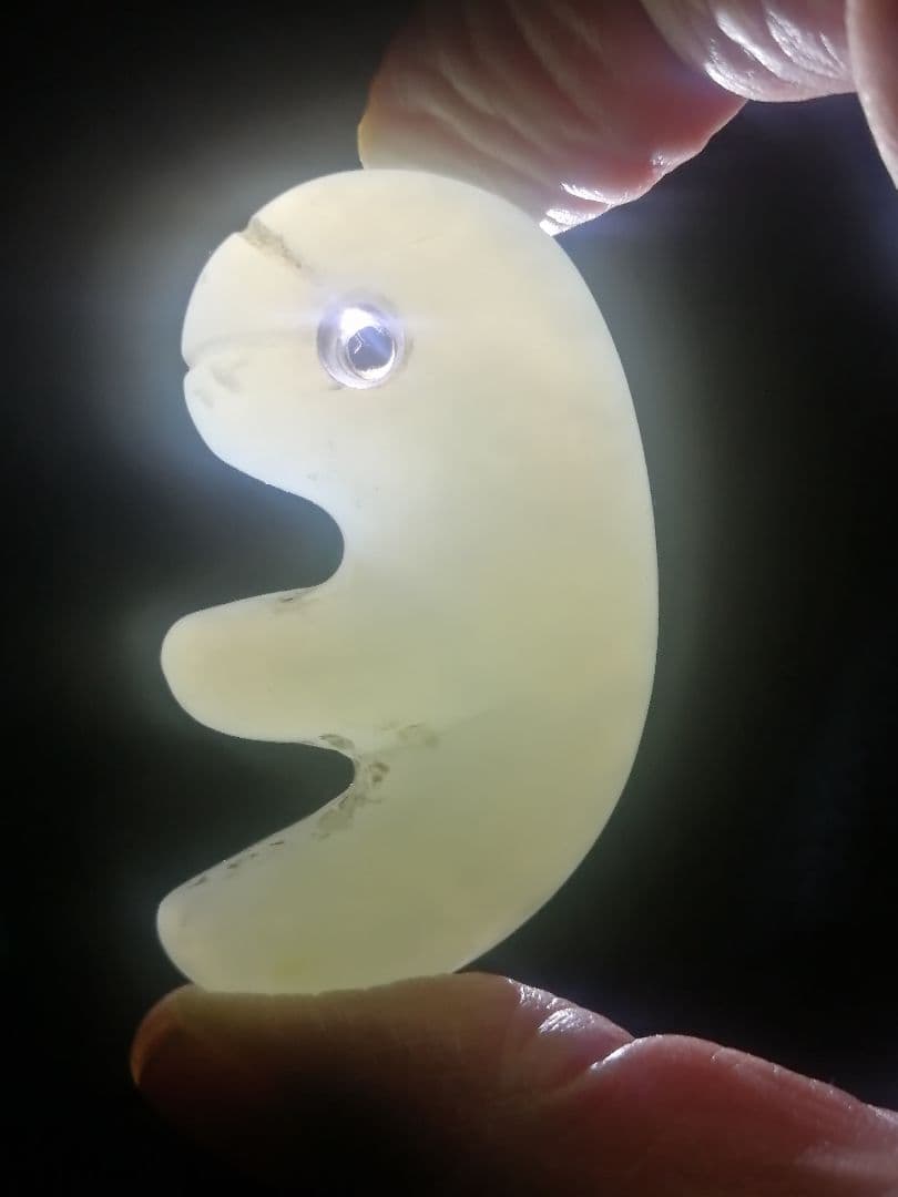 ★古墳期『糸魚川翡翠勾玉』出土品　5.50cm　『超琅玕翡翠』本物。儀式勾玉です