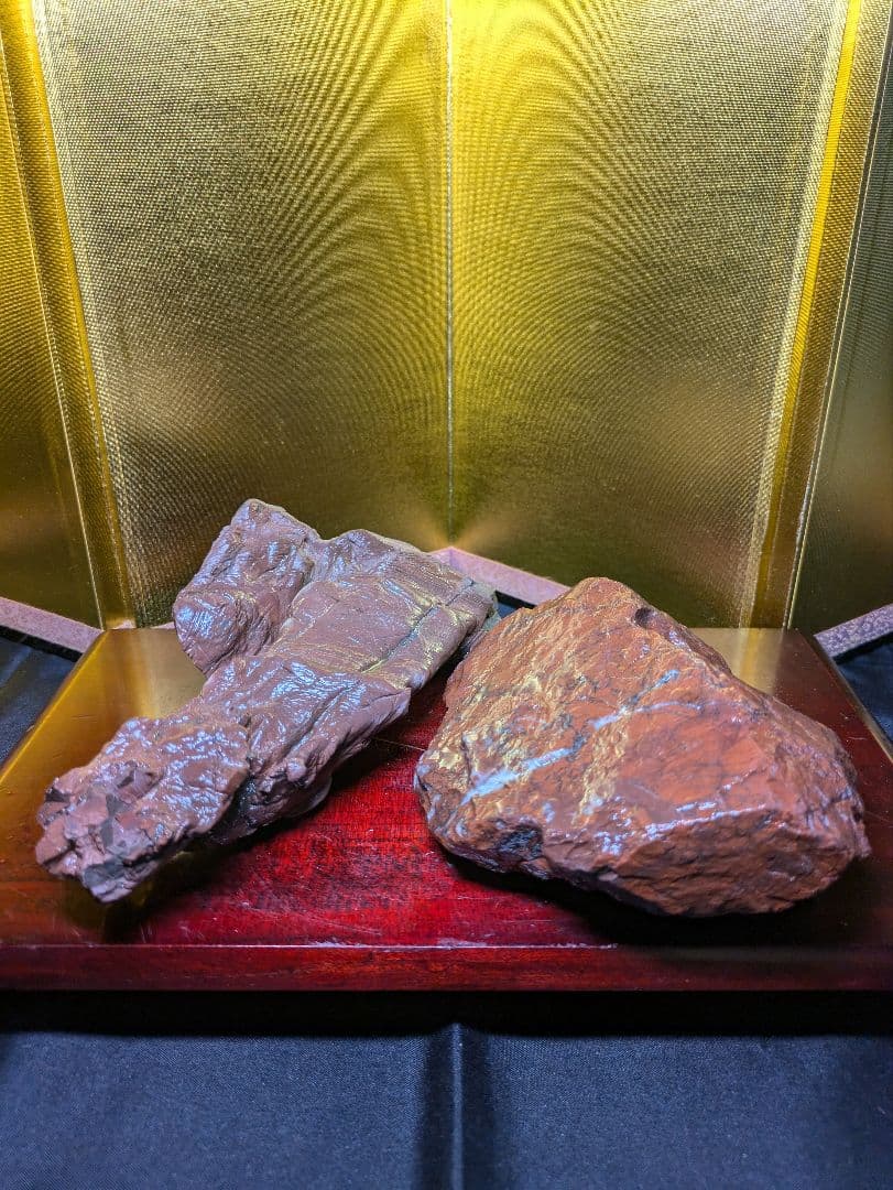 赤石 原石2個セット 計約1.56kg 天然石 未加工 鑑賞用 水石 自然石