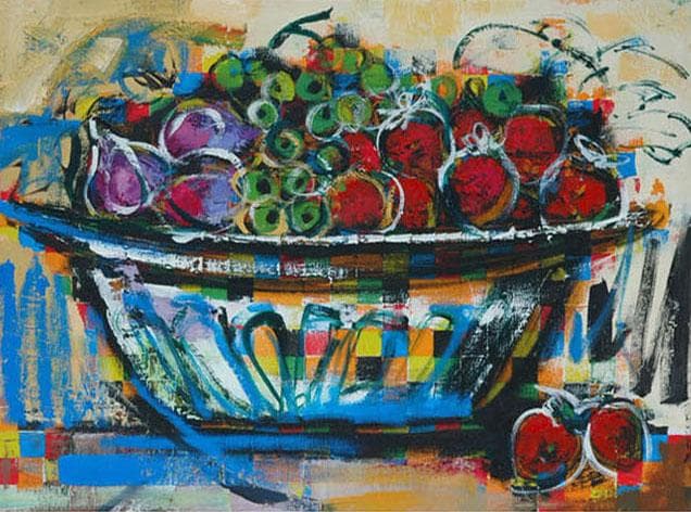 油絵 菅家令子 絵 絵画 インテリア uF6-120209 静物 フルーツ