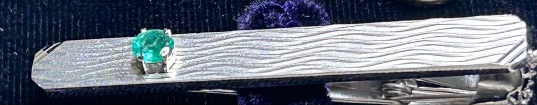 上村パール ネクタイピン＆タイタックセット グリーンストーン ヴィンテージ