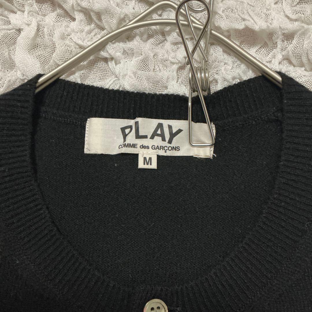 プレイコムデギャルソン　ニットカーディガン　クルーネック　ブラック　黒　M