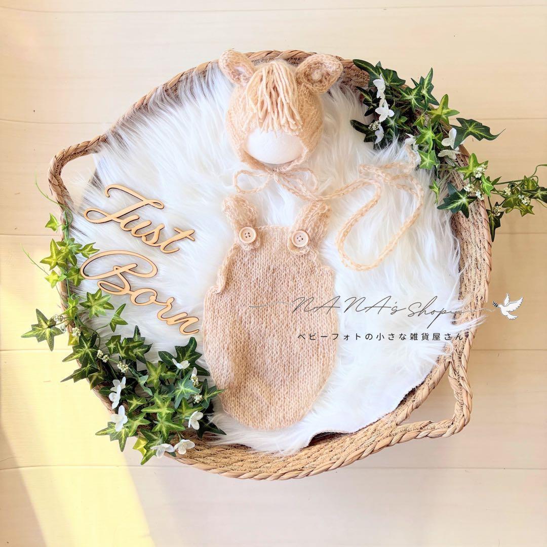 Lかごセット【ブラウン馬】♪ニューボーンフォト撮影衣装 小道具　干支　月齢フォト