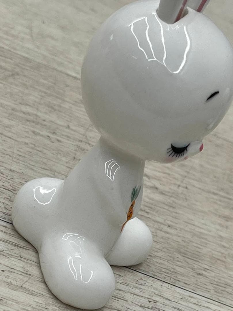 昭和レトロ 内藤ルネ うさぎ フォークスタンド 陶器製 2点 RUNE