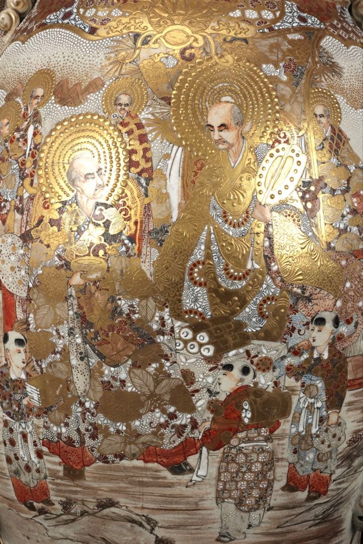 【極上薩摩焼】特大金襴手色絵 獅子 香炉 飾壺 陶器 骨董 古美術 アート 花瓶