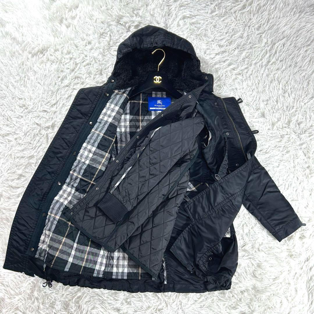 美品✨BURBERRY BLUE LABEL モッズコート　ノバチェック　M 黒