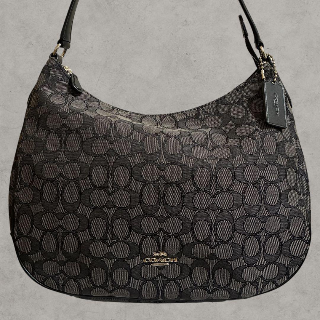 極美品 COACH コーチ シグネチャー ホーボー ハンドバッグ ワンショルダー