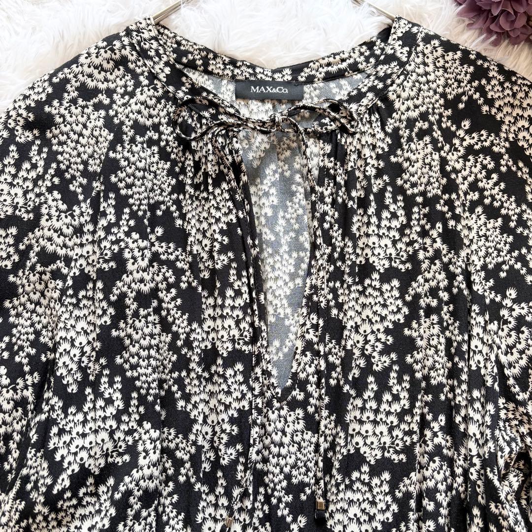 希少◆マックスマーラ MAX&Co. 花柄ワンピース 48 大きいサイズ リボン